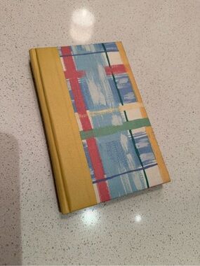 Hardcover Journal in Yellow/Blue with Pastel Abstract Plaid Design